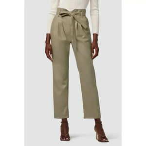 NWT Hudson 30 (L) Tan Remi High-Rise Paper Bag Vegan‎ Leather Ankle Bow Tie Pant